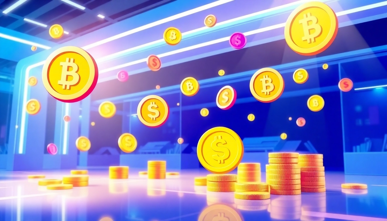 Discover trending coins listing with innovative digital tokens floating in a modern marketplace.