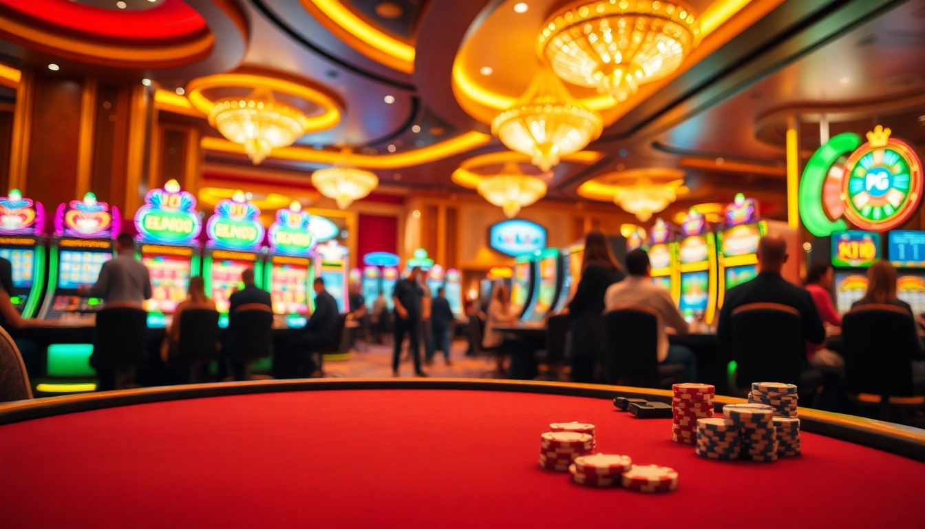 Players enjoying exciting PG slot machines in a vibrant casino atmosphere.