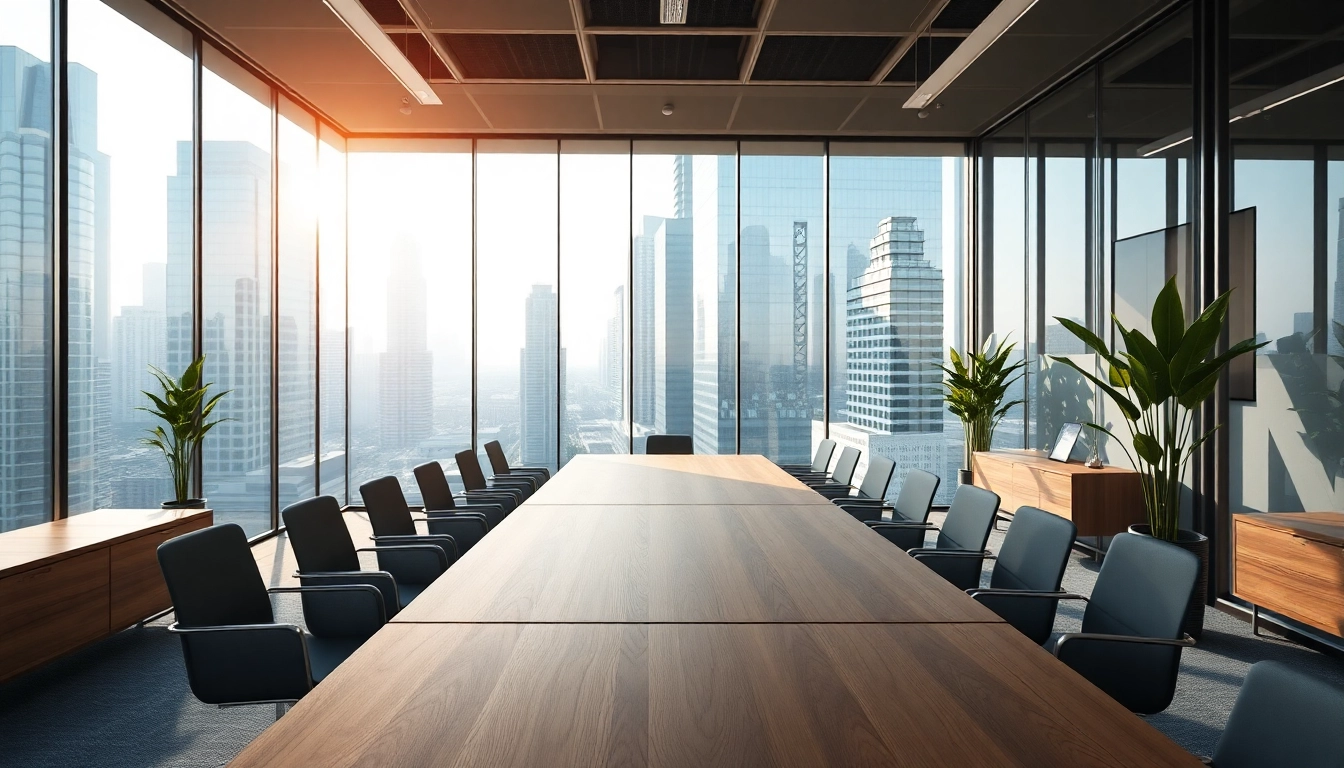 Showcase of industrial leasing office space with modern design and city view