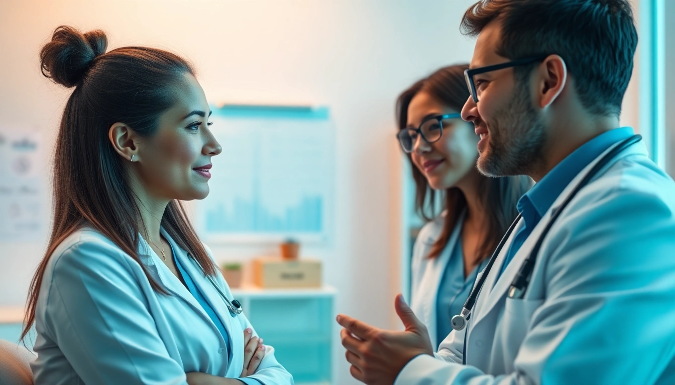 Consultazione su fecondazione con medico e paziente in un ambiente accogliente.