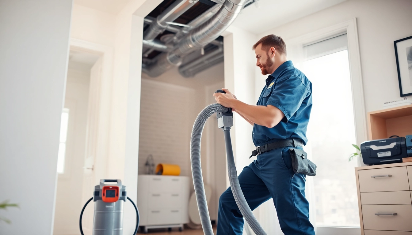 HVAC Cleaning by a professional technician using advanced equipment in a residential setting.