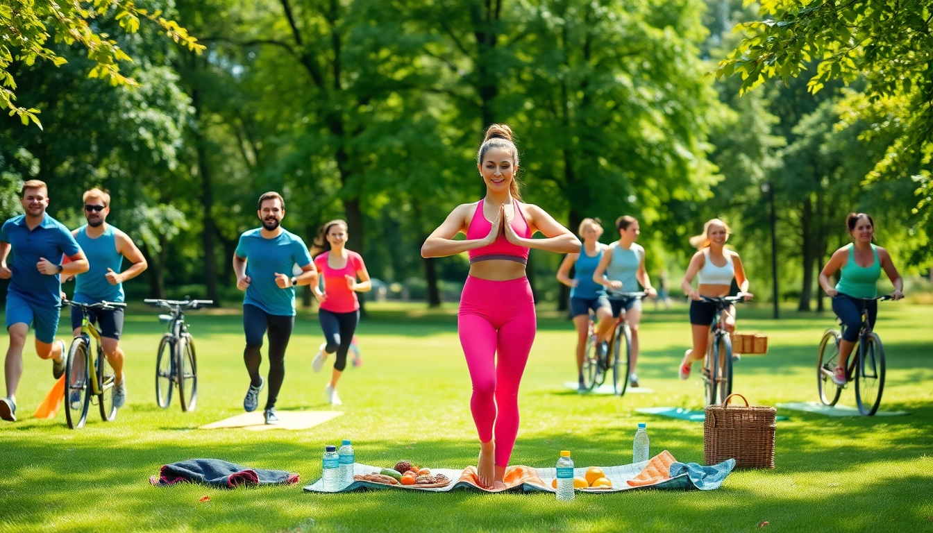 Engaging health and wellness scene featuring activities related to https://healthyvix.com with diverse individuals enjoying fitness.