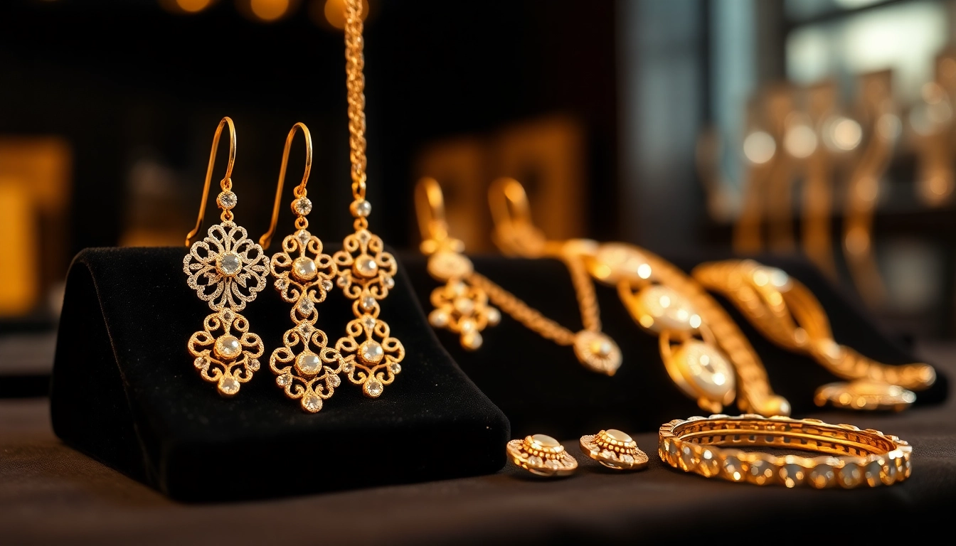 Showcase exquisite jewelry from https://valenciakey.es featuring gold and silver earrings, necklaces, and bracelets.