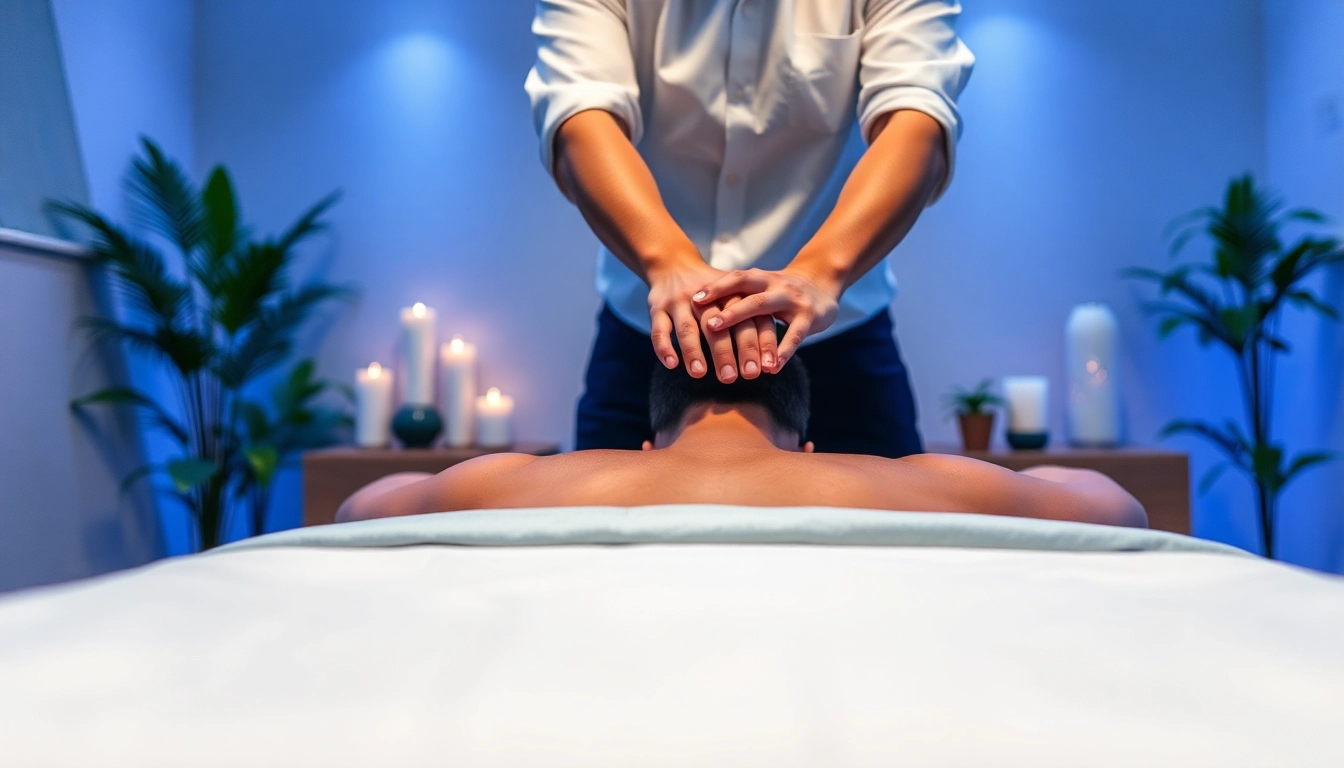 Professional 출장안마 service in a serene massage room with elegant decor.