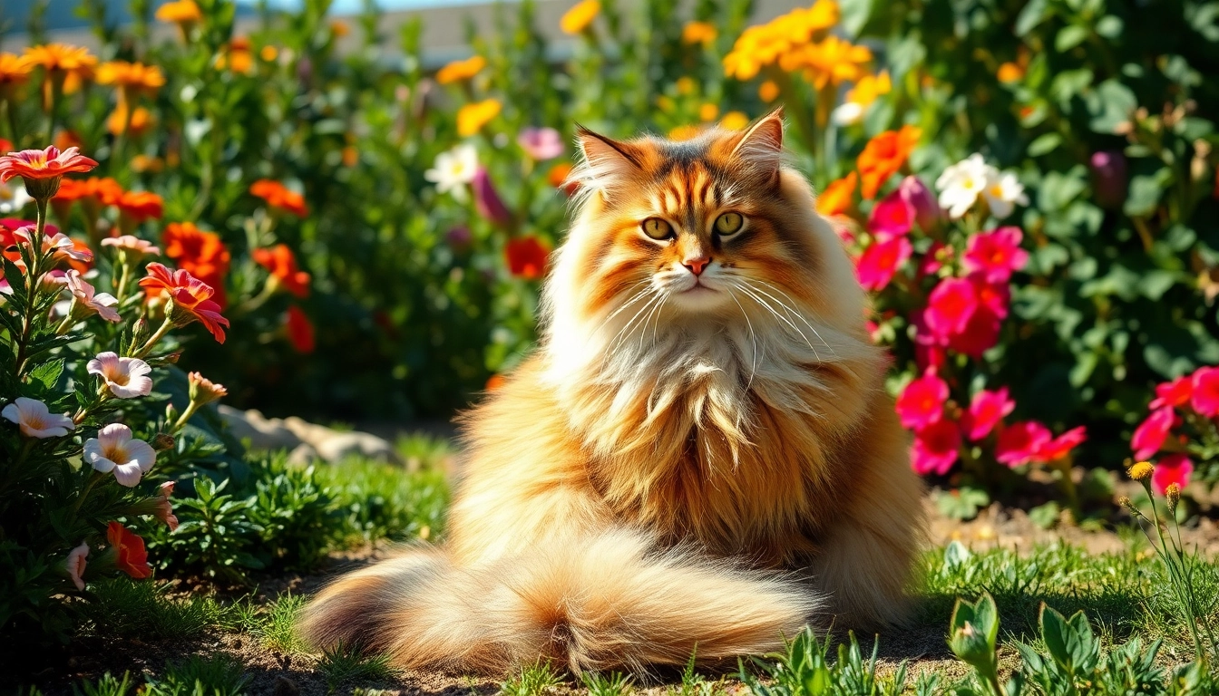 Maine Coon cats for sale Sacramento showcasing a lush garden and playful demeanor.