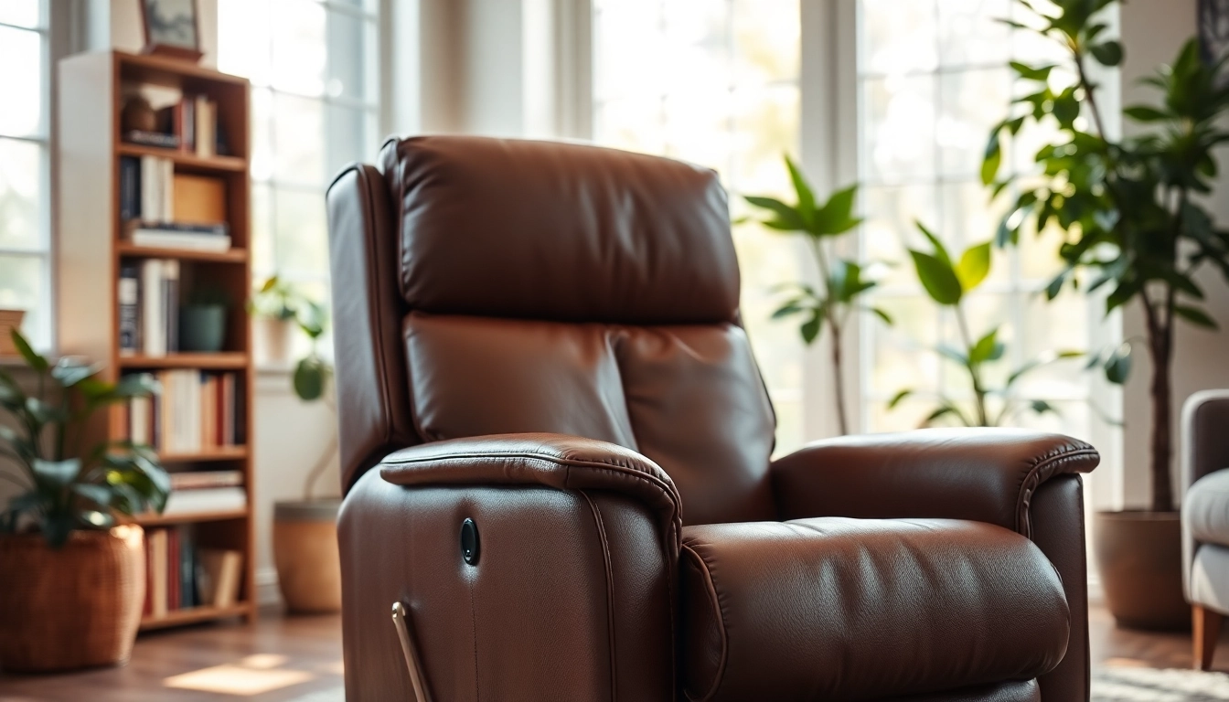 Comfortable leather lift recliner chair enhancing a cozy living room ambiance.