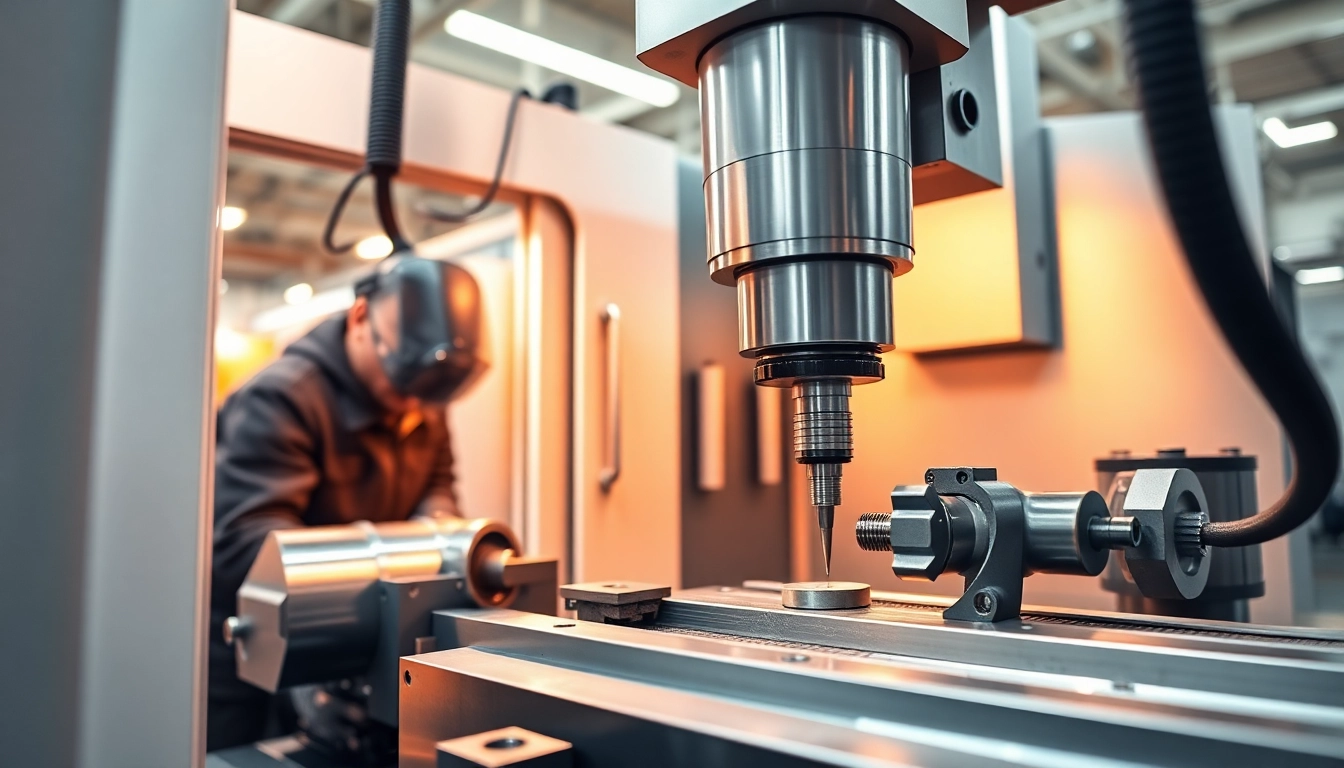 Showcasing Chiheng Custom CNC Machining with operators working on precision machines in a bright workshop.