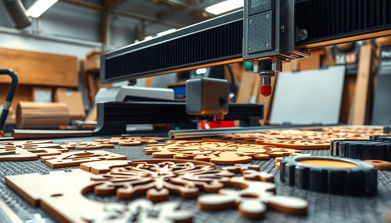 Visualizing a dxf file for laser cutting as a professional laser cutter performs intricate cuts in a workshop.