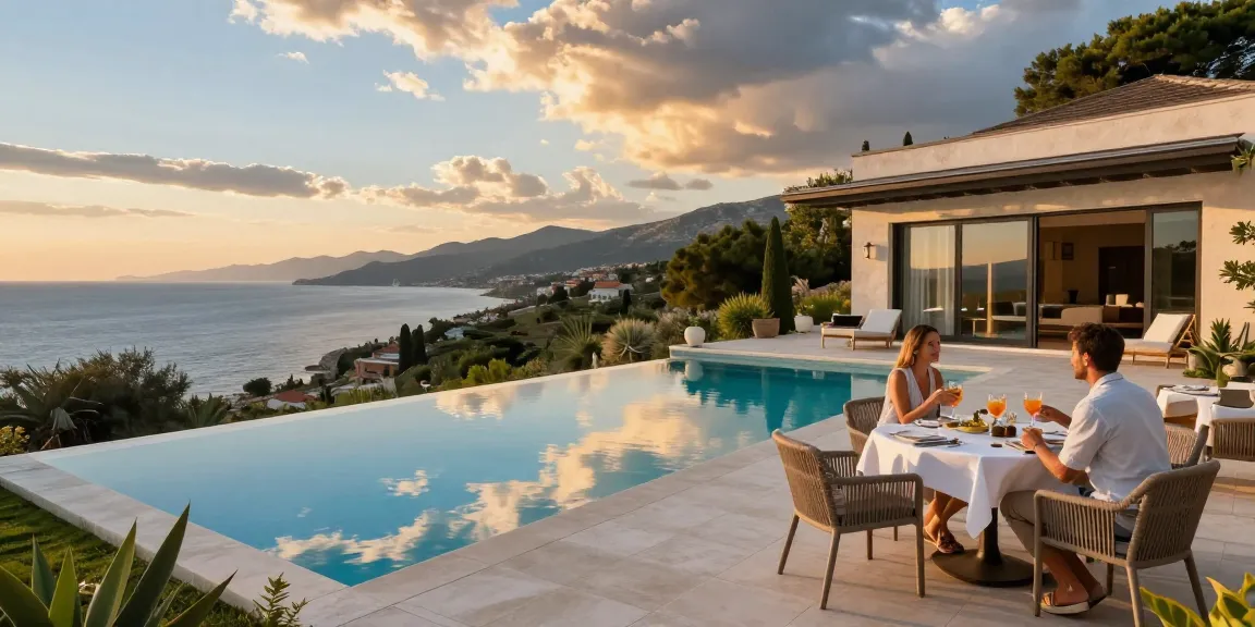 Stunning villa in Albania with pool and coastal view, perfect for luxurious vacations.