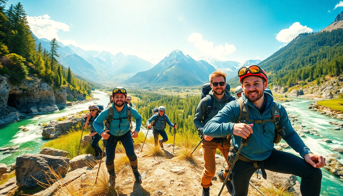 Engaging adventure scene featuring explorers at https://wpedition.com/ surrounded by majestic landscapes and dynamic activities.