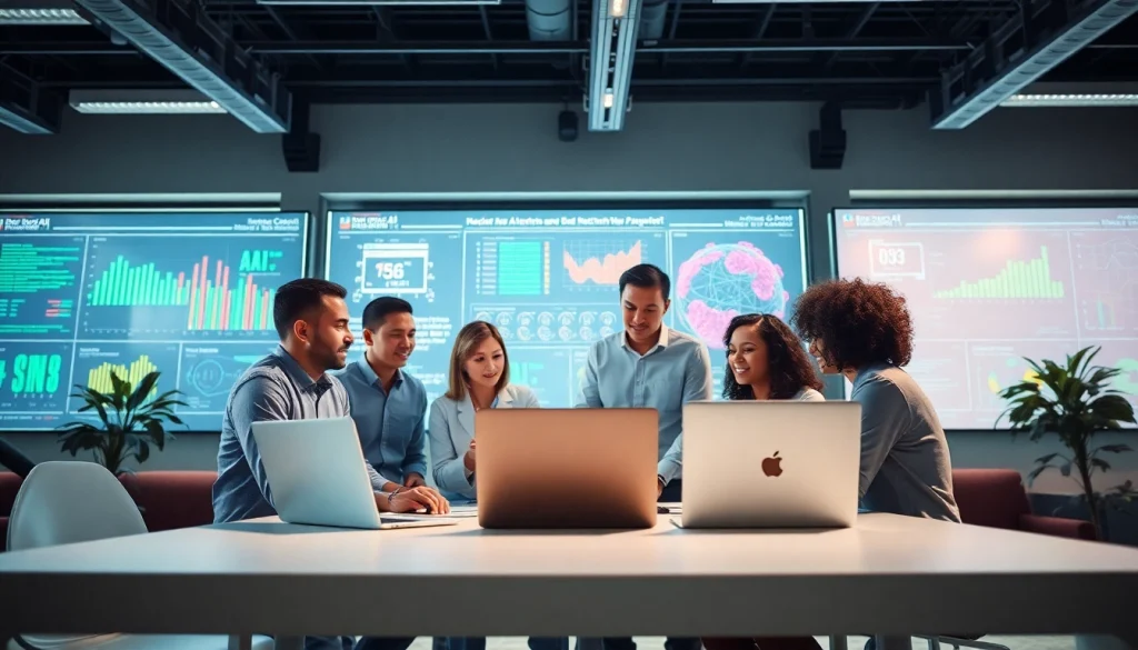 Collaborative team showcasing AI innovations at https://www.benchbot.ai testing platform