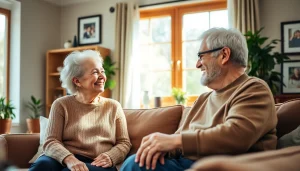 Engaged elderly couple enjoying their retirement at https://frontidas.com, surrounded by warm home decor.