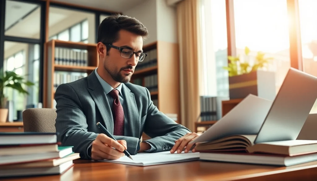 Consulting session at https://www.miaoulislaw.com with an attorney in a professional office environment.