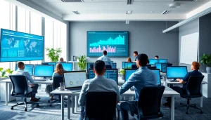 Team of professionals collaborating on IT solutions at HERO Managed Services office.