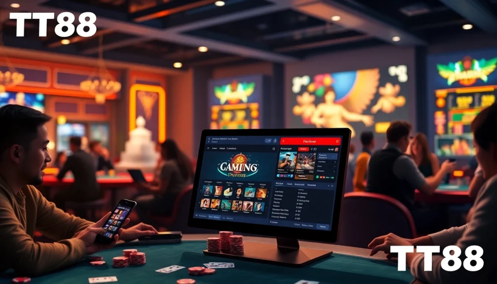 Experience TT88's dynamic online gambling interface with engaging games and a welcoming atmosphere.