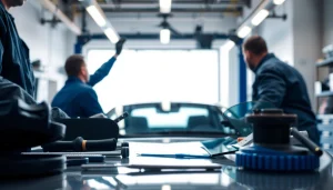 Repairing a windshield at an auto glass shop near me with skilled technicians.