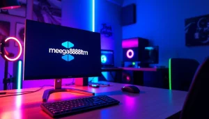 Engaging gaming setup showcasing https://mega888tm.club logo on a high-performance monitor.