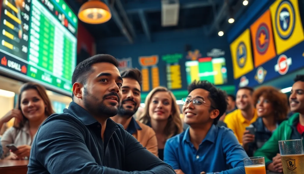 Engaged bettors watching sports highlights at 79king sports betting venue.