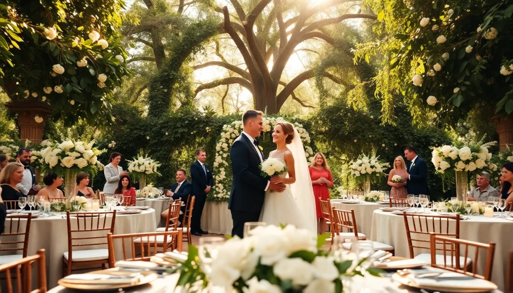 Tampa Garden Club wedding capturing an elegant outdoor ceremony with lush greenery and joyful celebrations.