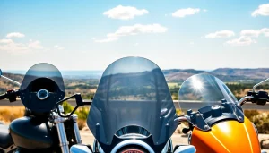 Showcasing motorcycle windshield types ensuring enhanced riding experiences while on the road.