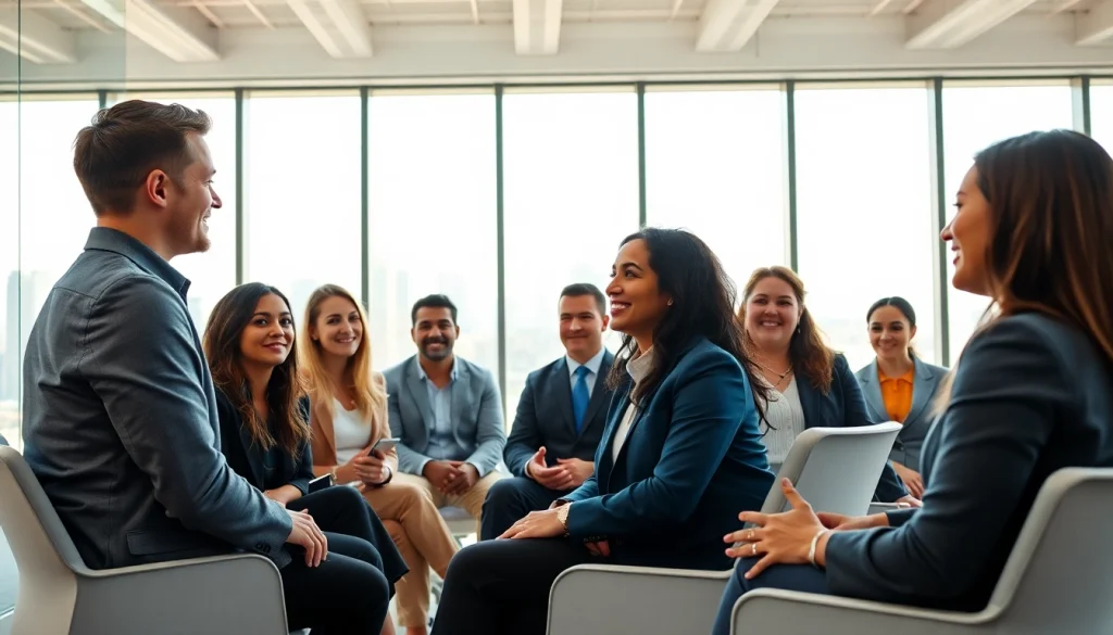 Engaging candidates for jobs new york in a modern office with skyline views.