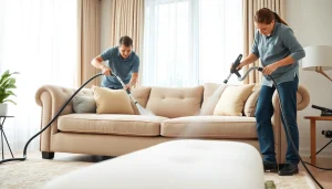 Sofa cleaning Dubai service showcasing professional cleaners ensuring high-quality results.