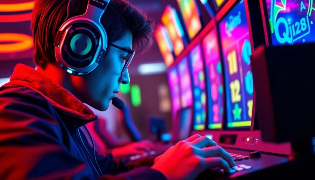 Menangkan dengan QRIS108 Slot dalam suasana gamer modern yang energik.