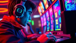 Menangkan dengan QRIS108 Slot dalam suasana gamer modern yang energik.