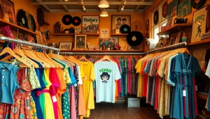 Browse unique vintage items at https://thrift-vintage.com, featuring an eclectic thrift shop interior.