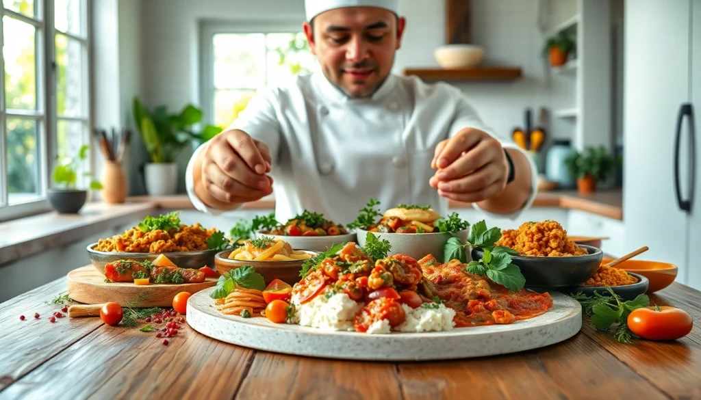 Engaging culinary display representing recipesalexarciab.com with vibrant dishes and fresh ingredients.