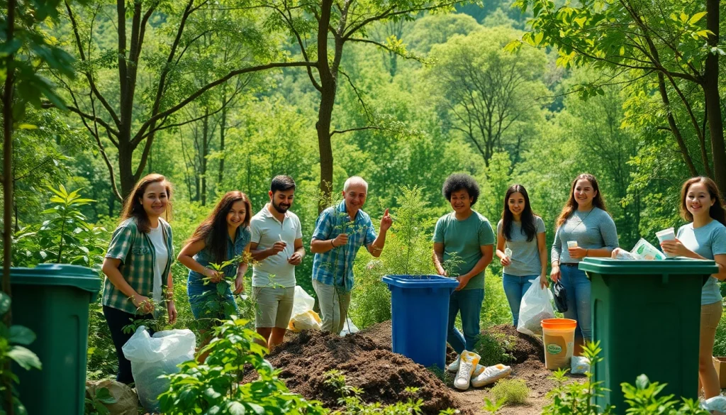 Engaging in sustainable practices at https://www.unsustainablemagazine.com with a vibrant green forest background.