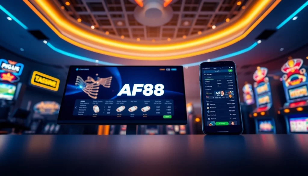 AF88 online betting platform showcasing user-friendly interfaces and vibrant gaming elements.
