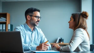 Consultation scene at https://www.steinhardtlawfirm.com with a Maryland workers' compensation lawyer assisting a client.