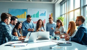 Engaged team at https://boost-social-media.com working on social media marketing strategies.