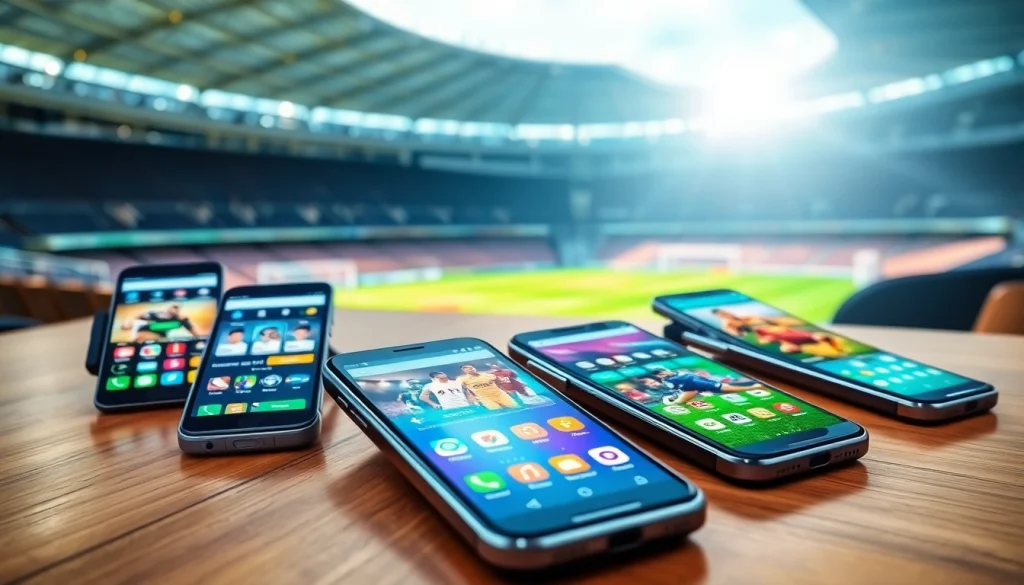 Showcase featuring the best sports betting apps in India on mobile devices against a vibrant background.