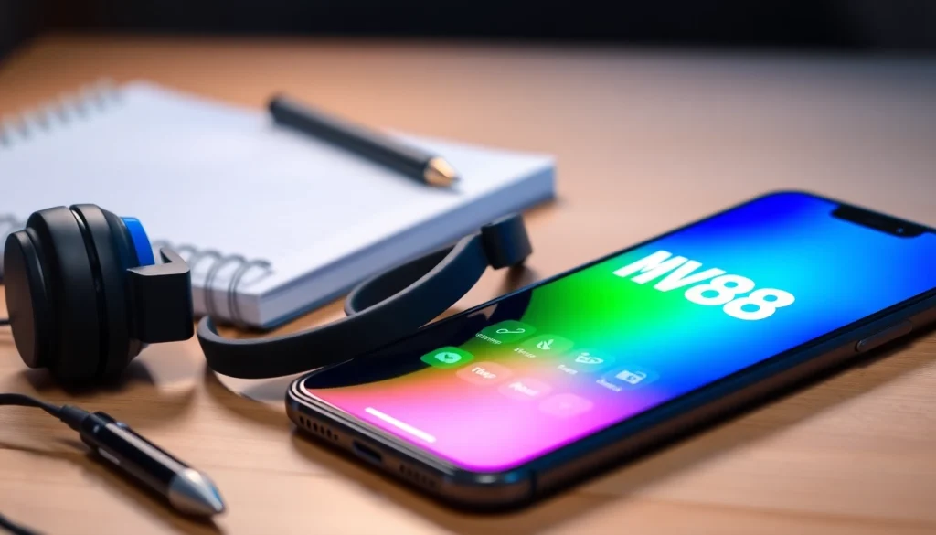 MV88 app interface on a smartphone, enhancing online gaming experience.