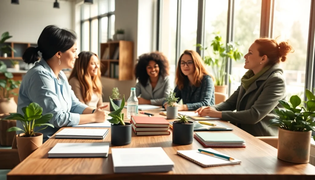 Engaged team discussing sustainability, featured on https://www.unsustainablemagazine.com in a bright workspace.