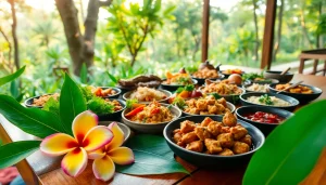 Rasakan suletoto dan hidangan tradisional lainnya di atas meja kayu yang indah.