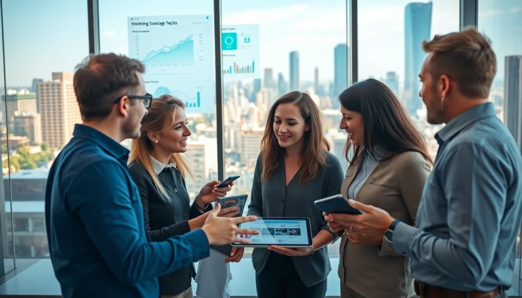 Collaborating team analyzing data on https://c168me.com/ for effective digital marketing strategies.