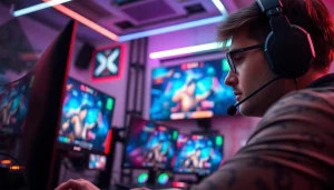 Menampilkan pemain fokus bermain hakim4d game dengan setup permainan berwarna-warni.