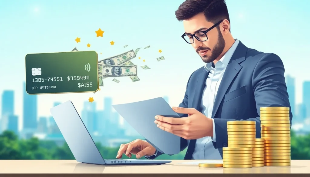신용카드 현금화 과정을 평가하는 개인의 모습