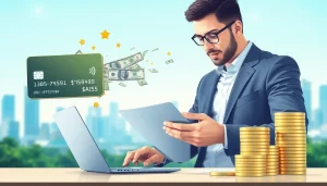 신용카드 현금화 과정을 평가하는 개인의 모습