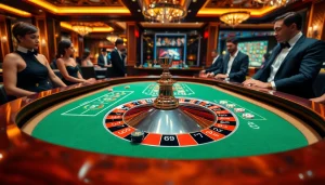 Kru profesional mengelola permainan komengtoto di meja roulette yang elegan.