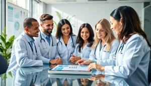 Healthcare team collaborating at https://www.medexdtc.com, showcasing teamwork and innovation in a modern setting.