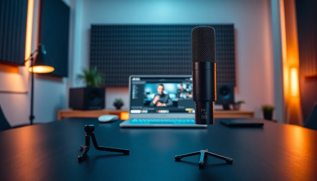 MV88 microphone showcased in a modern workspace setup, emphasizing audio recording quality.