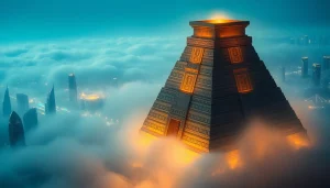 Immortal aspirations depicted through the mystical ziggurat representing www.trilgameshproject.com.