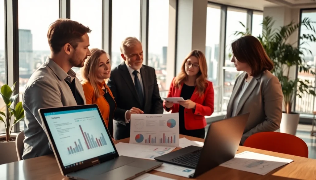 Bewerten Sie Immobilien auf https://frankfurt-immobilie-bewerten.de mit einem professionellen Team in einem modernen Büro.