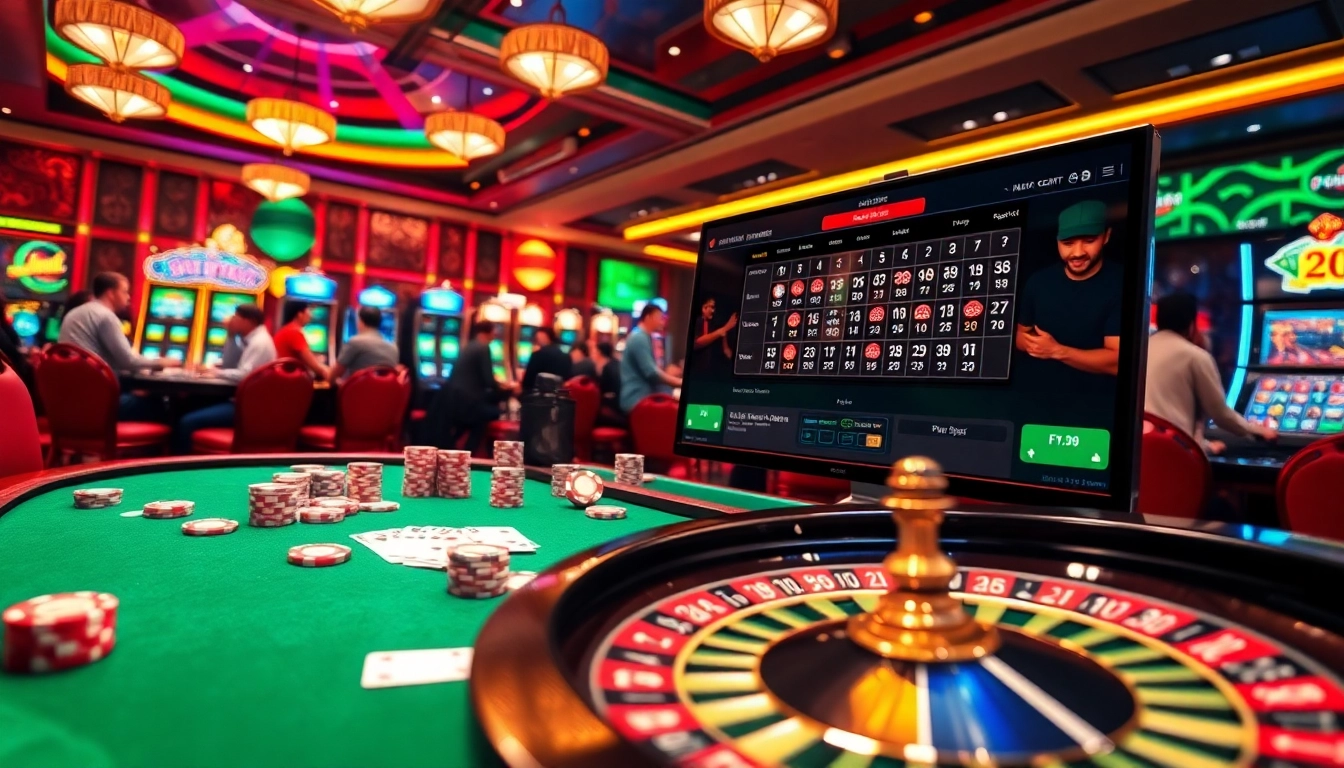 Khela88 bangladesh players enjoy a thrilling online casino experience with vibrant poker chips and roulette.