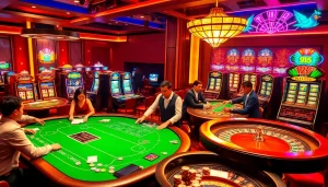 Players enjoying table games at https://918kiss.net/, highlighting exciting casino atmosphere with poker chips.
