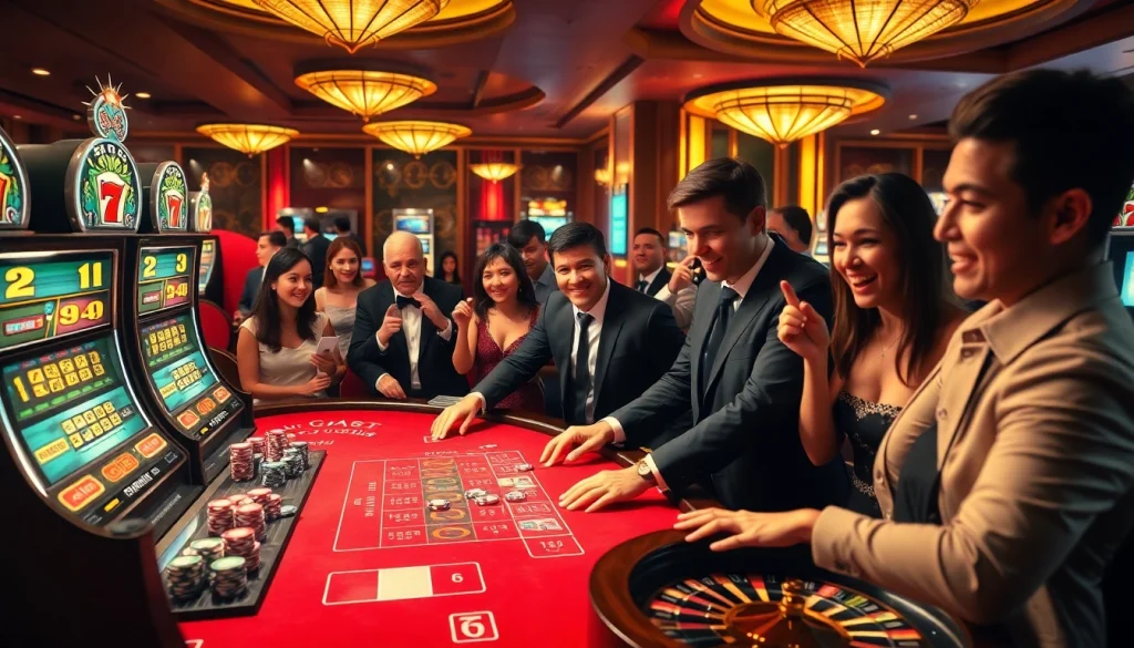 Engage in thrilling action at GO8's premium casino table featuring poker chips and slot machines.